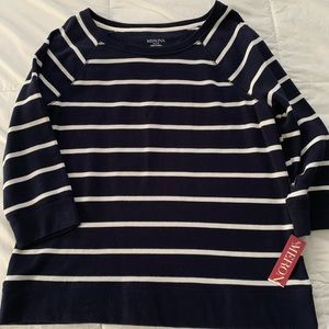 NWT Merona Navy Striped Top.